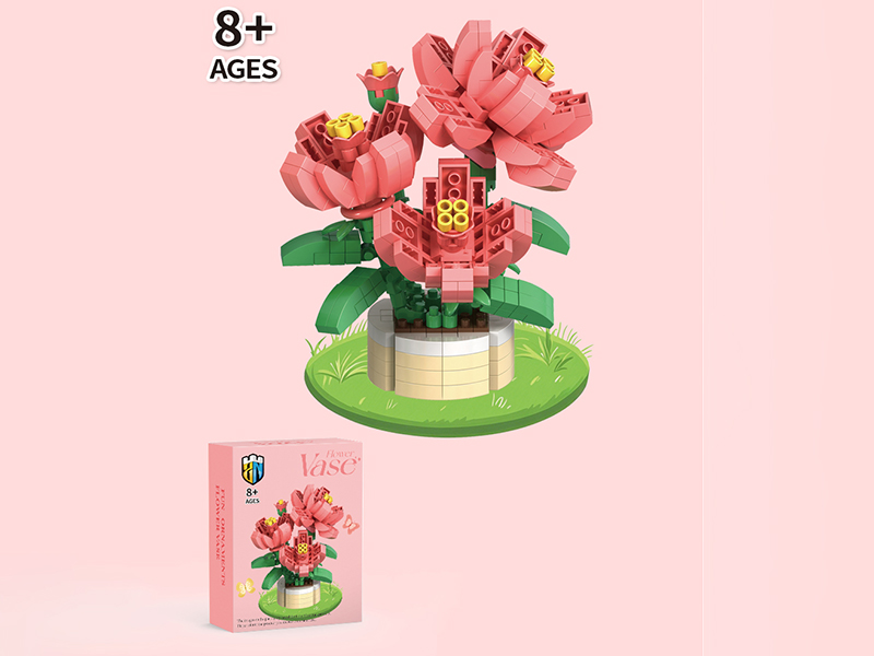 Peony Building Block Flower Potted Plant Series 585 PCS