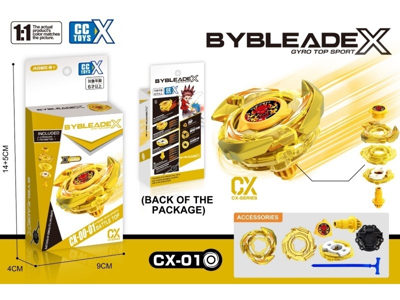 Beybladex Cx-01 Main Character 1:1 Electroplated Gold Spray + Small Launcher