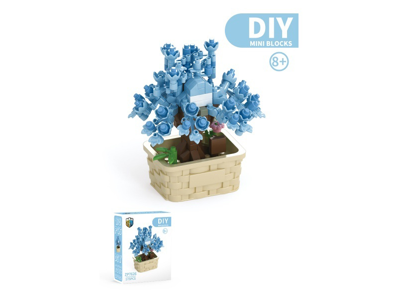 Blue Snowflake Building Block Flower Basket Series 175 PCS