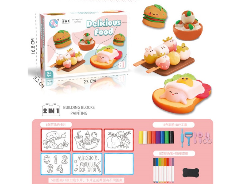 Color Clay Food Theme Drawing Card Set