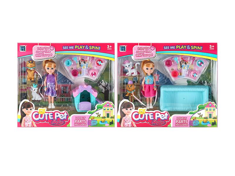 6" Hayley Doll With Cute Pet Set