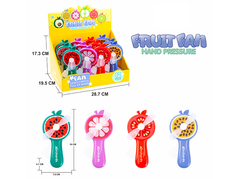 Fruit Hand Pressure Fan 12pcs