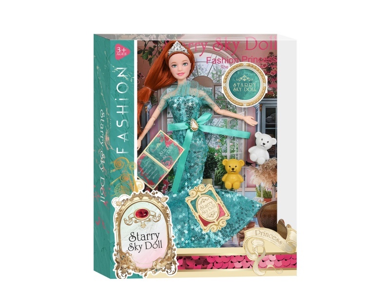 11.5-Inch 11-Joint Modern And Fashionable Princess - Plastic Bear 2 Pieces - Crown