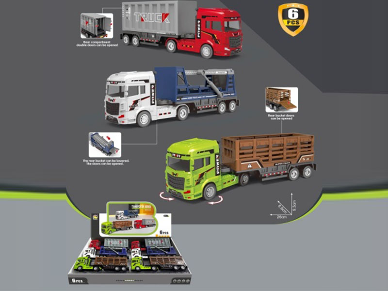 Three Types Of Transport Inertial Vehicles Mixed (6 Pieces Per Box)
