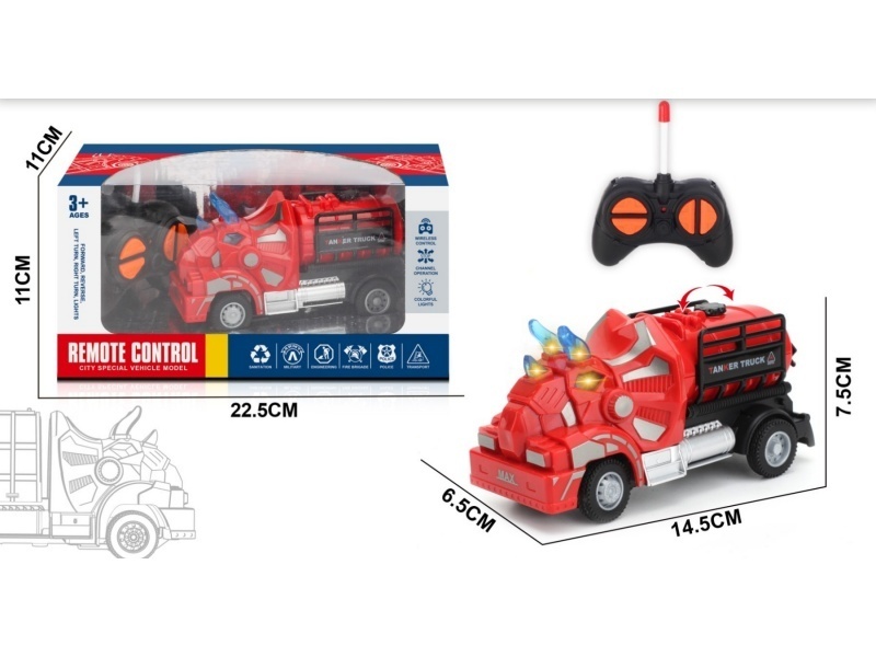 4 Four-Way Triceratops Remote-Controlled Water Tank Fire Engine