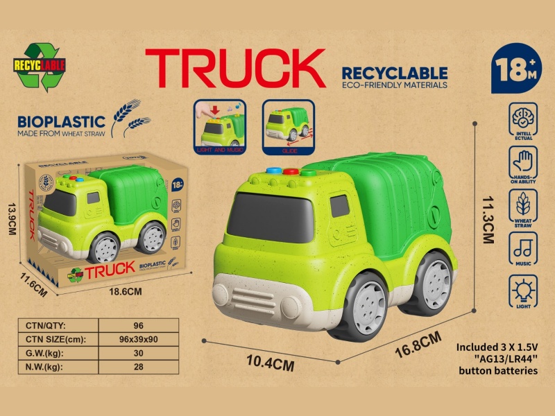 Straw Cartoon Sliding Sanitation Vehicle (With Lights And Music)