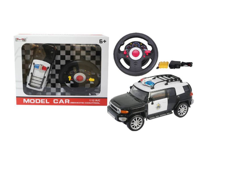 1:12 Four-Way Simulation Toyota Fj Police Car Remote Control With Lights And No. 6 Steering Wheel