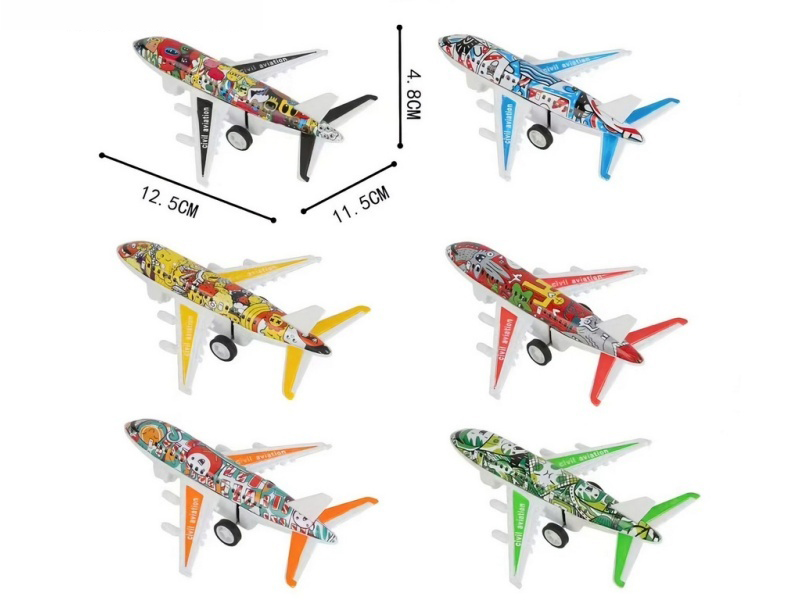 Pull Back Graffiti Iron Airplane 1pcs