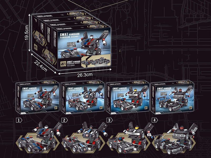 Building Blocks: Black Police Mecha With Dual Transformation 4-In-1