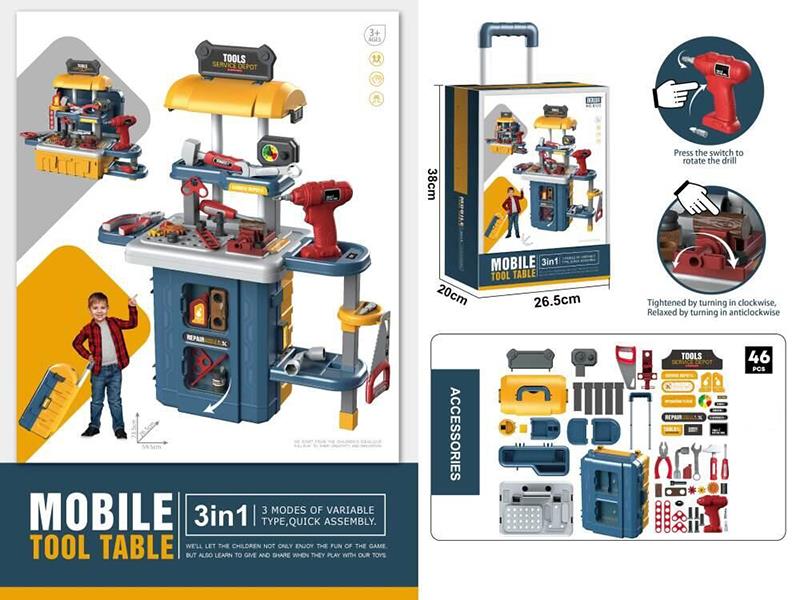 3 In 1 Mobile Tool Table Luggage Case 46pcs