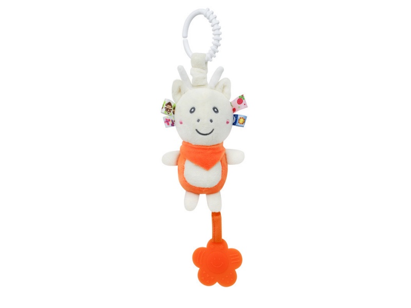 Bb Called Orange Deer Baby Comfort Teething Tube Bell Plush Pendant