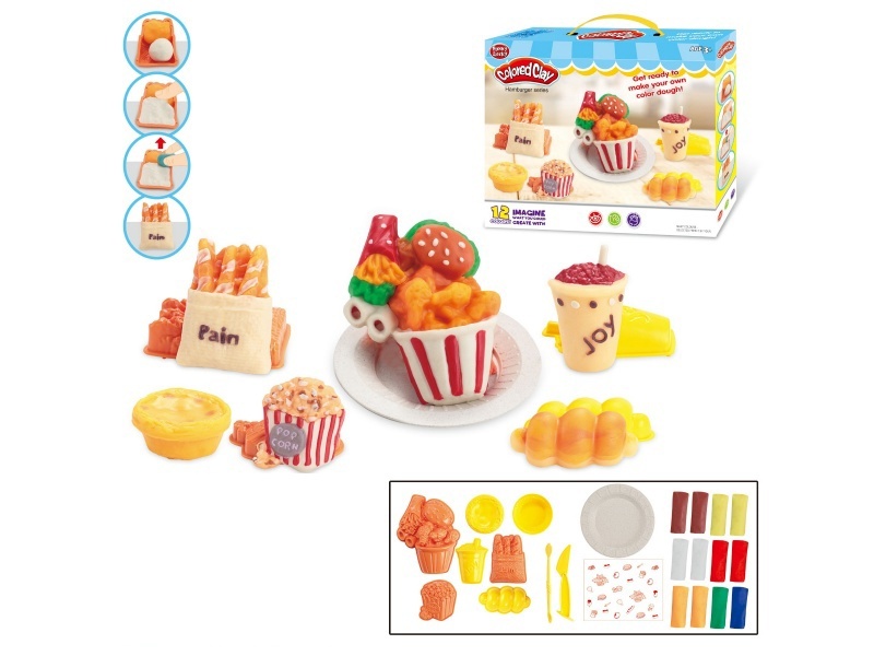 Hamburger popcorn egg tart series of colored pastes