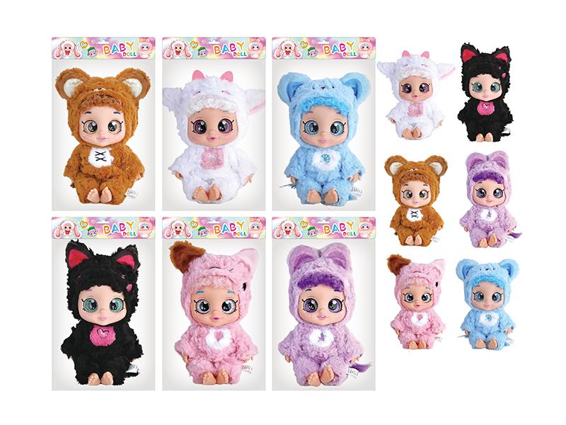 11" 5 Joints 5D Eyes PVC Vinyl Plush Baby Doll With IC