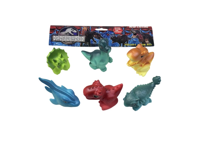 Six Rubber Dinosaurs For Playing In The Bathroom