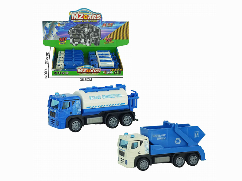 1:36 Pull Back Alloy Sanitation Truck 8pcs