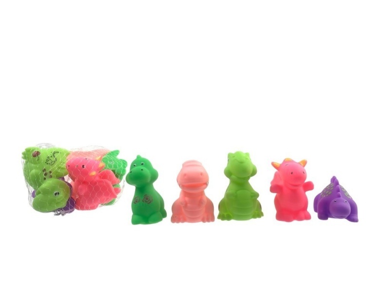 3.5-Inch Rubber-Coated Colored Small Dinosaurs (5 Pieces)