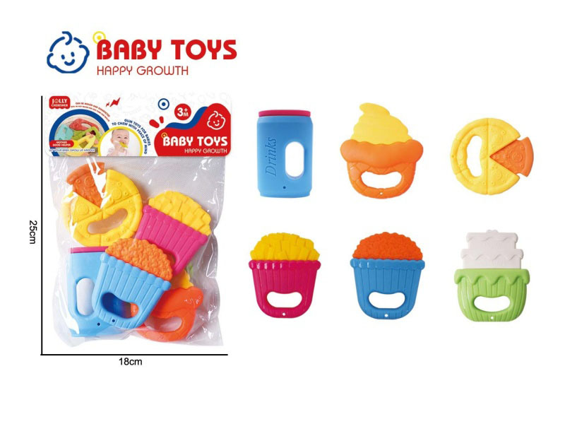 A 6-Piece Set Of Cartoon Educational And Soothing Baby Teething Toys