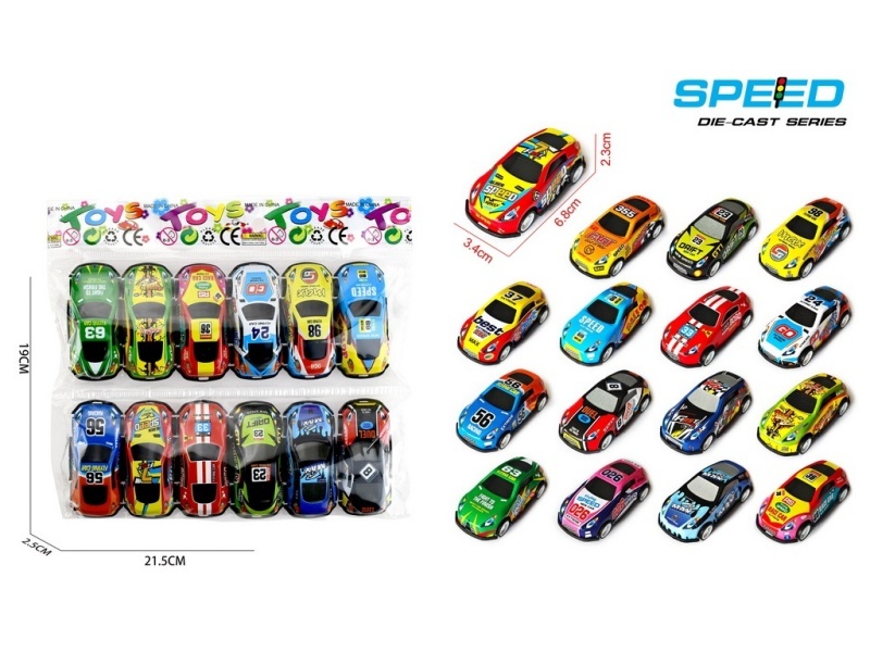 Pull Back Iron Sports Cars 12pcs