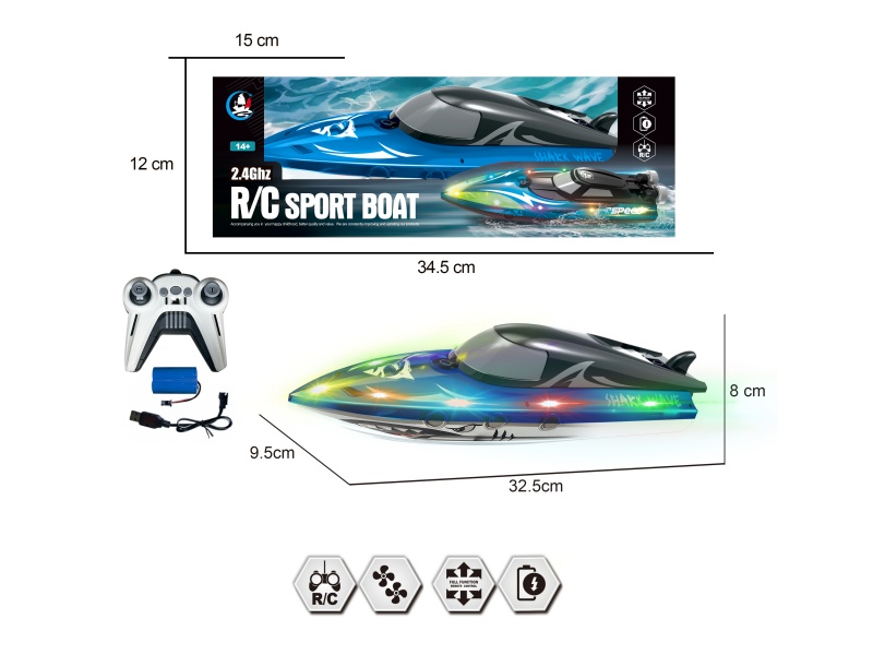 2.4G Twin-Paddle High-Speed Remote-Controlled Boat