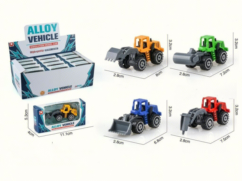 Four Sliding Engineering Alloy Vehicles (24Pcs)