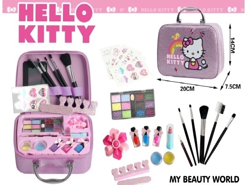 Kt Cat Cosmetic Handbag (Glossy Pink Printed Pattern)