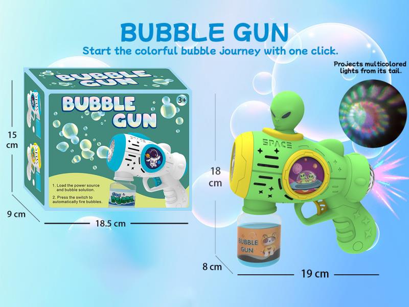 Alien Multi-Hole Automatic Bubble Gun (With Light) Rear Projection Light