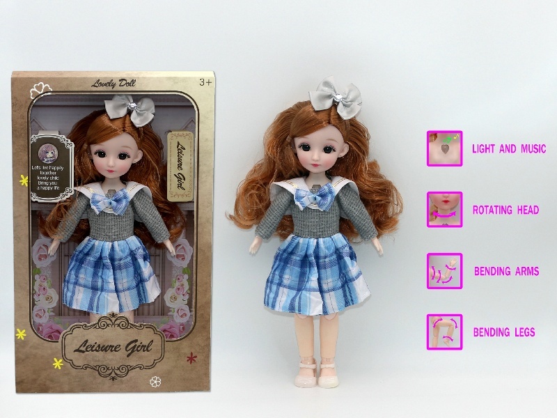 12-Inch 3D Simulation Eye 15-Joint Real-Life Music And Light Barbie Doll