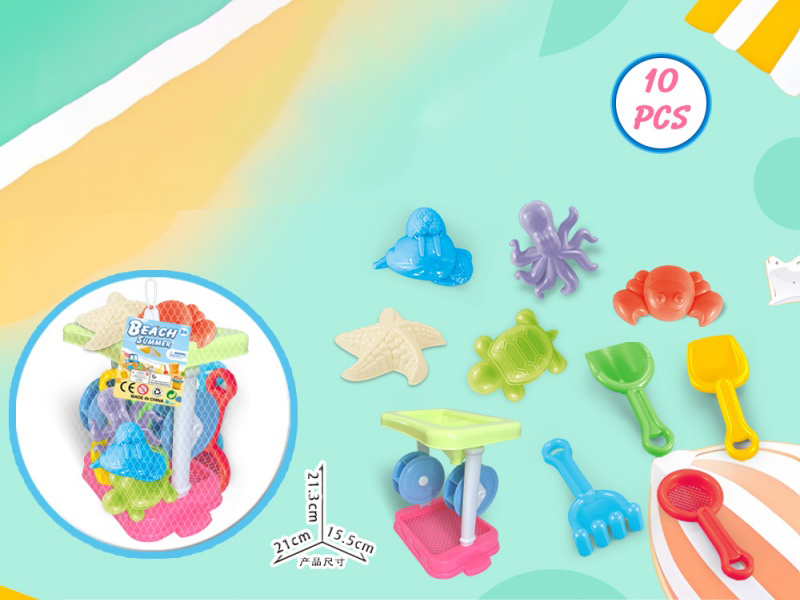 Hourglass With Beach Accessories (10 Pieces)