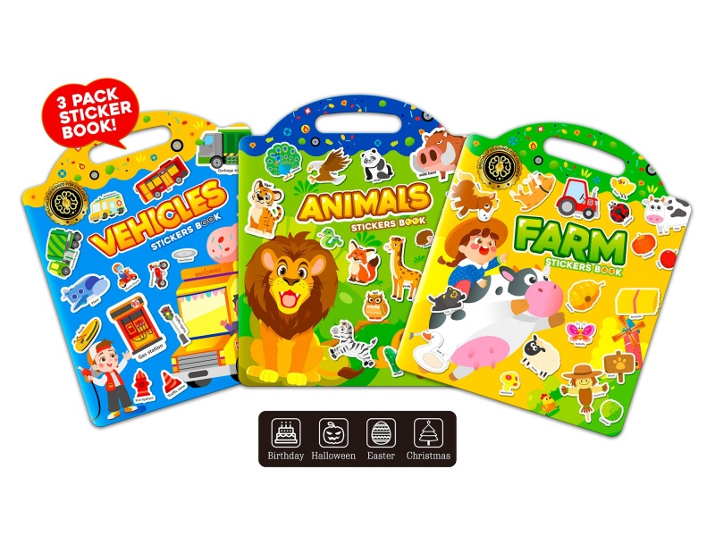 Jelly Sticker Book(Farm/Vehicles/Animals)