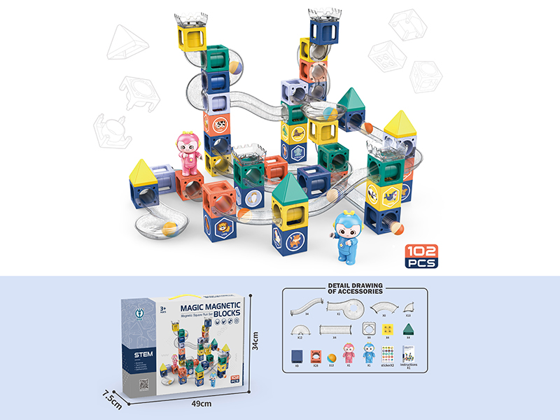 Magnetic Marble Run Building Blocks 102PCS