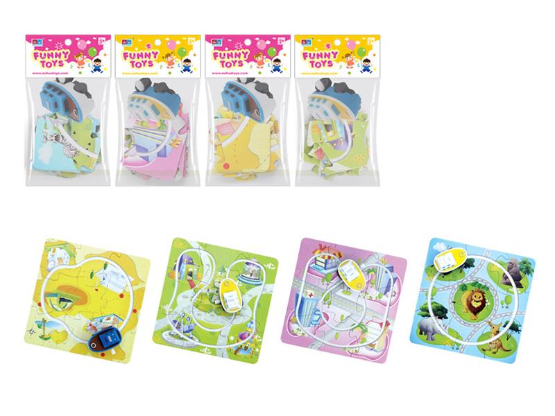 Windup track boat puzzle toy