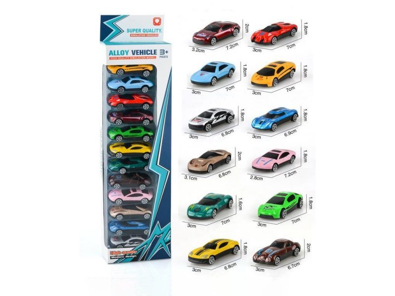 12 Pieces Of Sliding Simulation Alloy Racing Cars