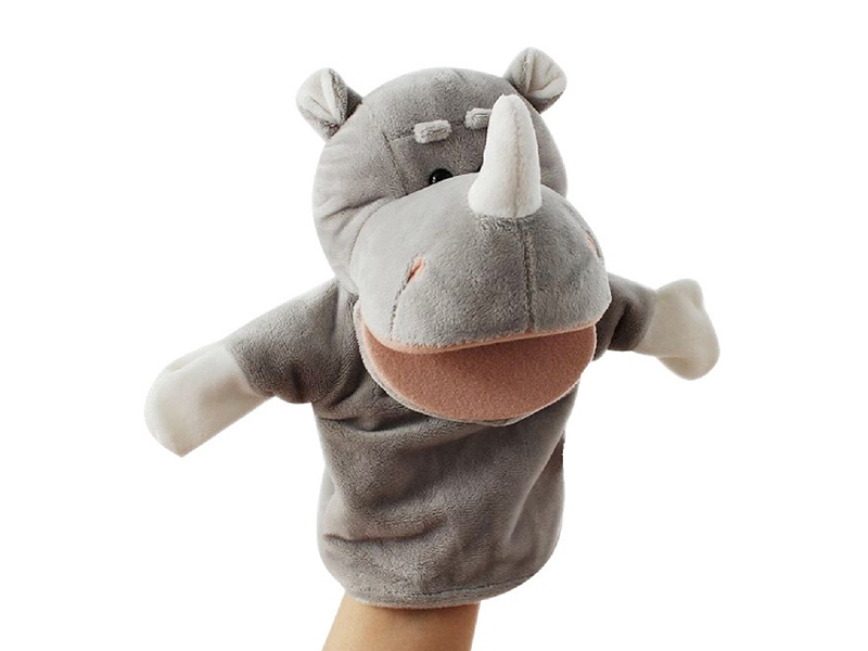 Rhinoceros Cartoon Animal Hand Puppet Plush Doll