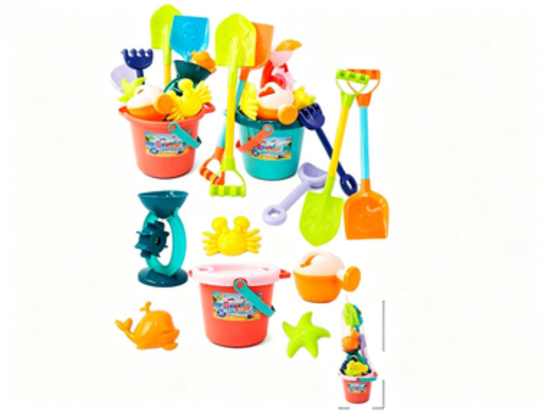 A Set Of 11 Beach Buckets