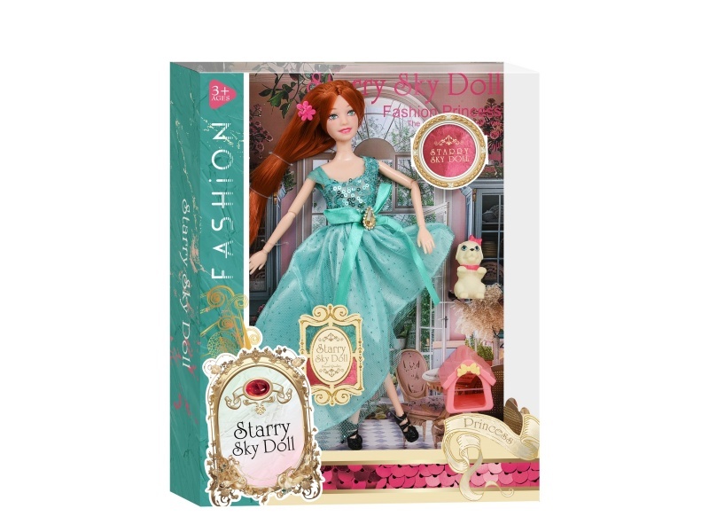 11.5-Inch 11-Joint Modern And Fashionable Princess - With 1 Piece Of Hairpin - Soft Rubber Pet Dog - Pet Pen