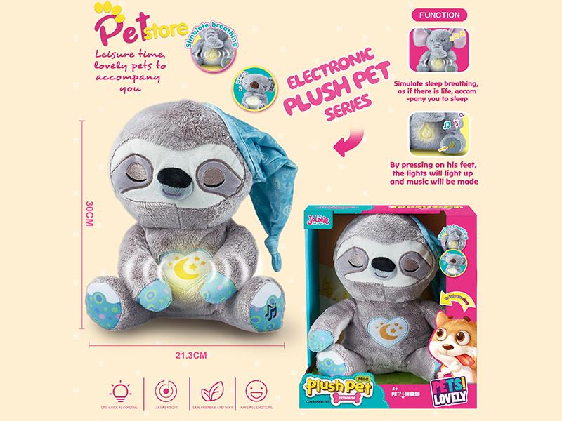 B/O Plush Pet Sloth(Lights, Music, Simulate Sleep Breathing, Snoring Sounds)