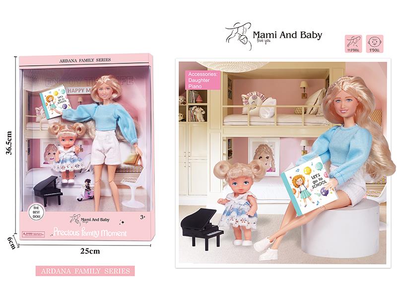 11.5 Inch Mami Joints Doll And 4.5 Inch Baby Doll Bedroom Set