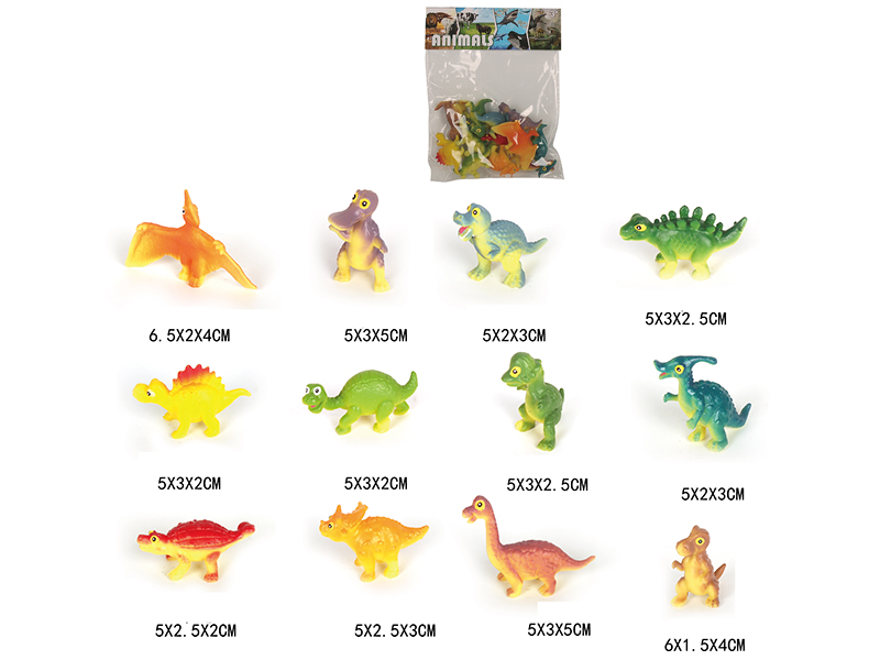 Solid Mini Dinosaur Set 12pcs