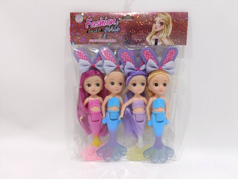 7-Inch Mermaid Doll (4 Pieces)