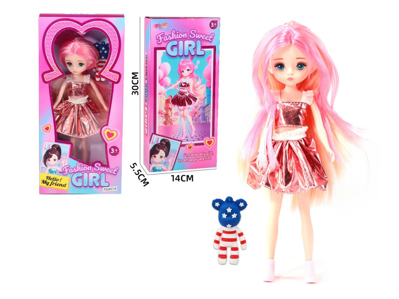 10" Fashion Sweet Girl Doll With Violent Bear Accessories