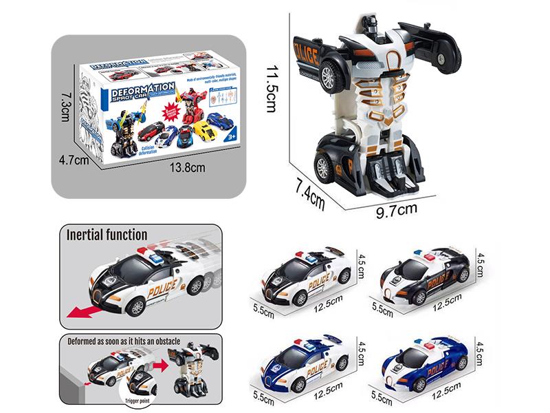 Friction Crash One Key Deformation Bugatti Police Car 1PCS