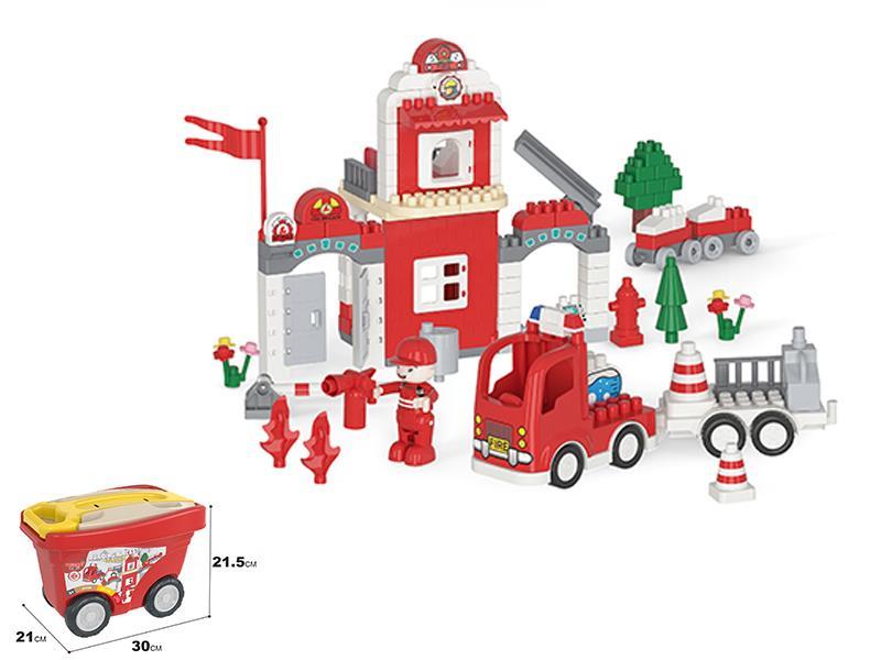 130PCS Fire Station Small Building Blocks
