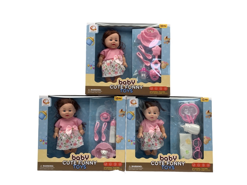 A Mixed Set Of Three Types Of 10-Inch Figurines And Dolls With Tableware