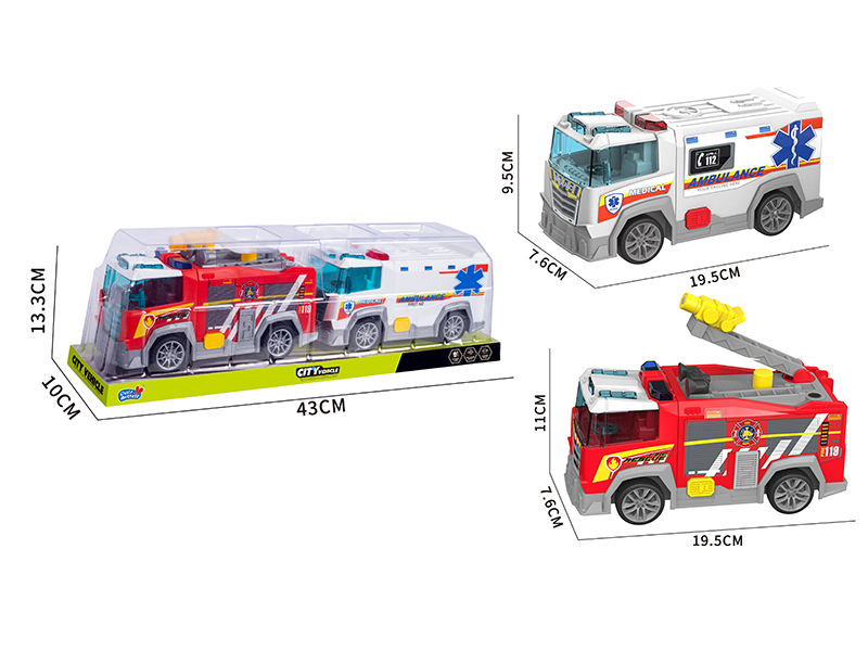 Friction Car With Sound And Light 2PCS
