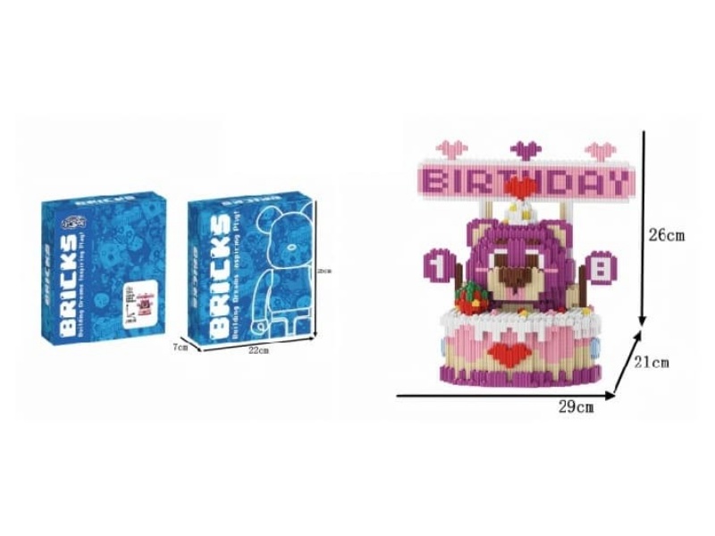 Strawberry Bear Cake (With Drawer) Blocks 3081Pcs