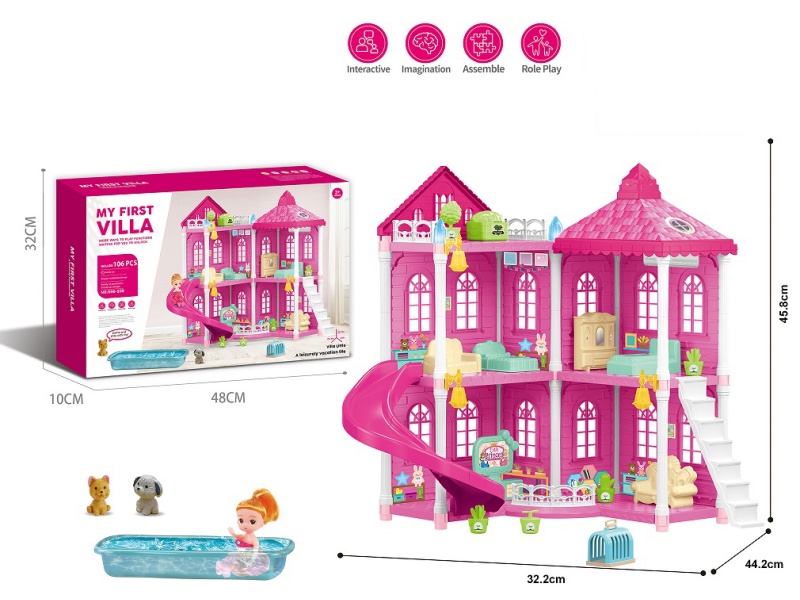 Diy Castle Doll Villa 106Pcs (All Injection Molding)