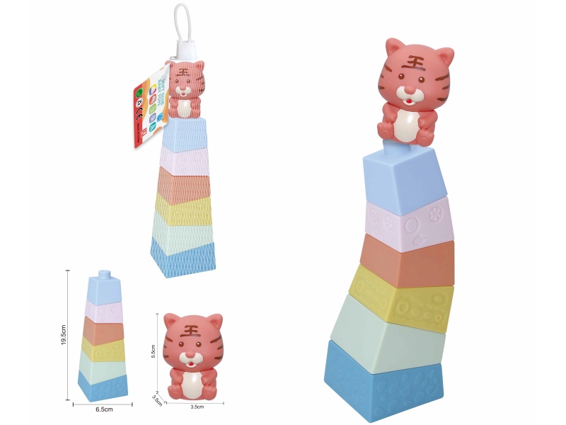Soft Plastic Stacked Tower Finger Doll Set(Tiger) 7pcs