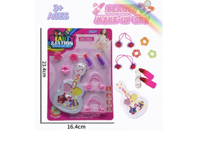 Guitar, makeup, accessories and toys with 3 clips +2 headbands +2 lipsticks