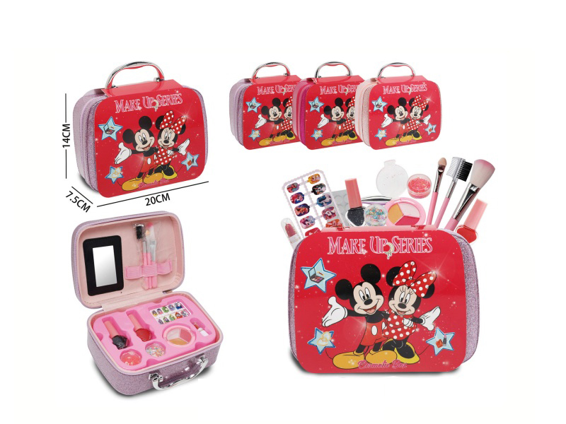 A Three-Color Mixed Mickey And Minnie Hand-Held Makeup Bag