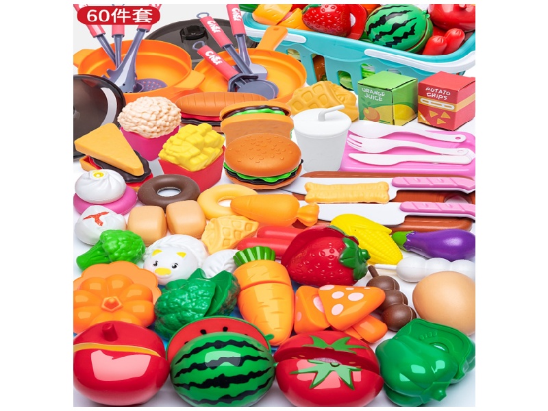 60-Piece Set Of Chexie Le (With Basket) Children'S Simulated House Game Fruits And Vegetables Chexie Le Set.
